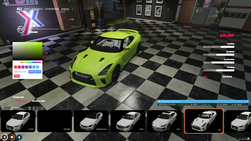 FiveM Qbcore Vehicle Shop Script for advanced car dealership roleplay