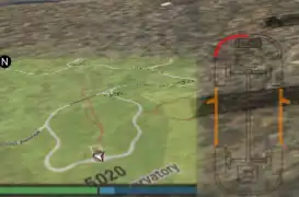 In-game GPS HUD with damage indicators for flight or vehicle simulation.