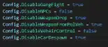 QBCore disable pack settings for managing FiveM server mechanics and AI control.