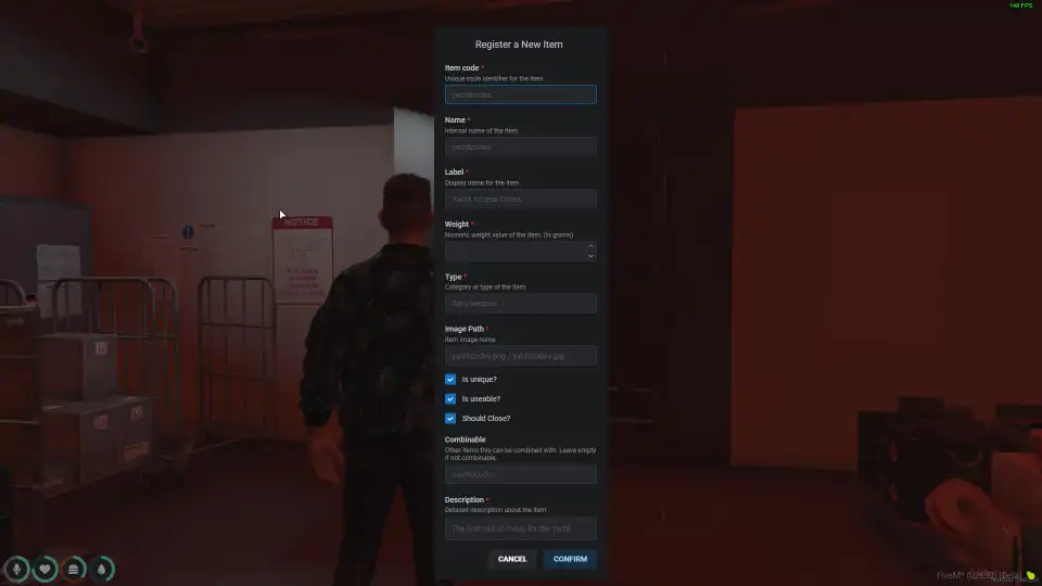 QBCore Item Creator Script – Create and register custom items for immersive FiveM gameplay.