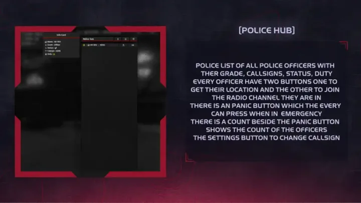 QBCore Police Hub Script – Law enforcement management system for FiveM roleplay servers.