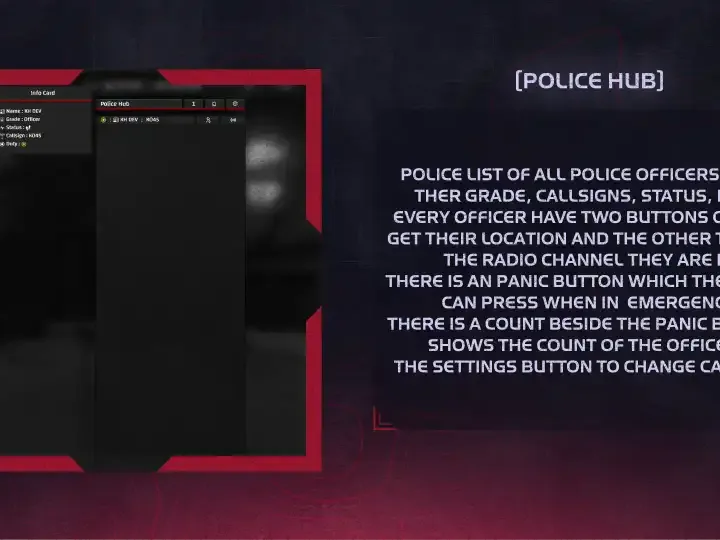 QBCore Police Hub Script – Law enforcement management system for FiveM roleplay servers.