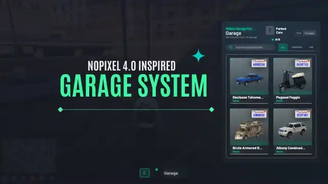 NoPixel 4.0 Inspired QBCore Garage System – Advanced FiveM Vehicle Storage