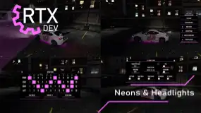 QBCore Headlights  for FiveM showcasing customizable neon and headlight lighting effects