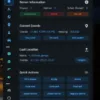 QBCore Admin Menu UI for FiveM server management, showing coordinates, teleport options, and quick action tools.