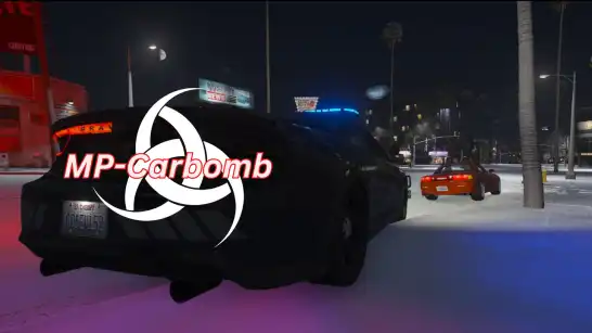 Qbcore carbomb Script in action – police chase in FiveM with QBCore car bomb feature.