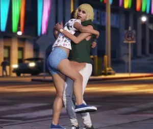 A heartwarming moment captured in Qbcore Cutscenes Script, which allows for interactive roleplay scenarios like hugging or other emotive actions in FiveM.