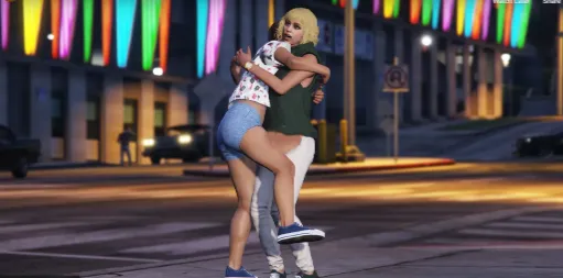 A heartwarming moment captured in Qbcore Cutscenes Script, which allows for interactive roleplay scenarios like hugging or other emotive actions in FiveM.
