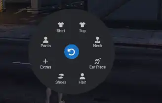 QBCore Radial Clothing Menu for FiveM, enabling quick outfit customization with an intuitive selection wheel