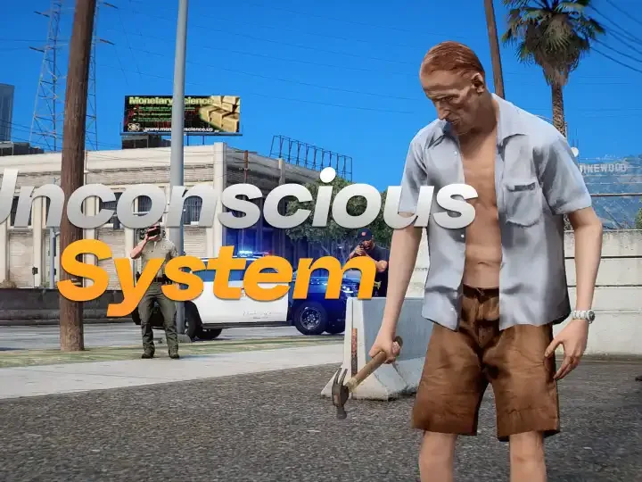 QBCore Unconscious System for FiveM, showcasing a knocked-out character with police intervention.