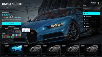 QBCore advanced vehicleshop UI with preview and purchase options