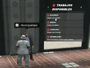 ESX City Hall job selection menu with NPC interaction
