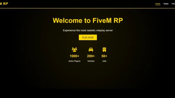 ESX website script with RP server stats and quick play button