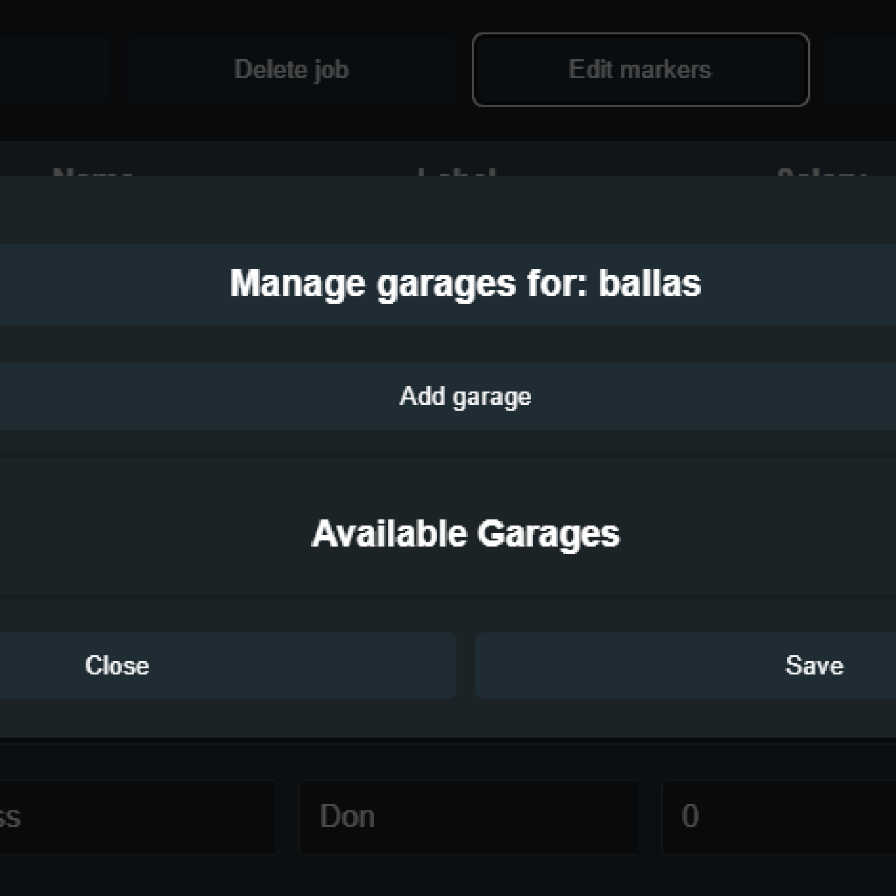 ESX job garage management UI for Ballas gang