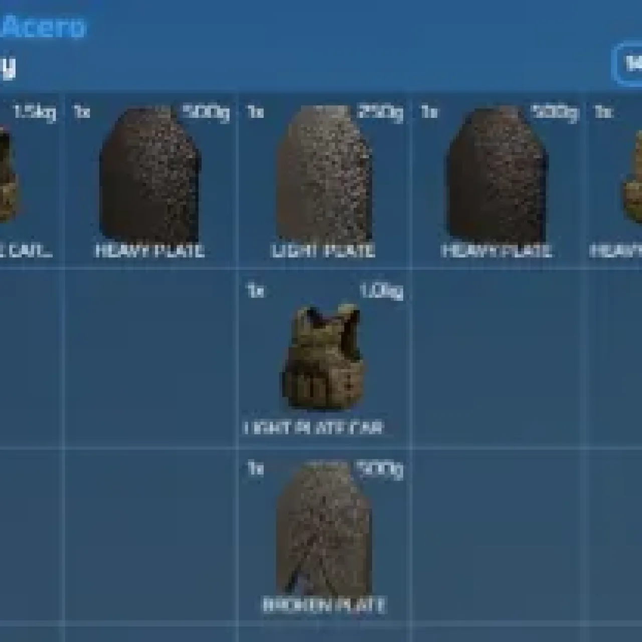 ESX plate carrier system with armor weight, durability, and damage tracking