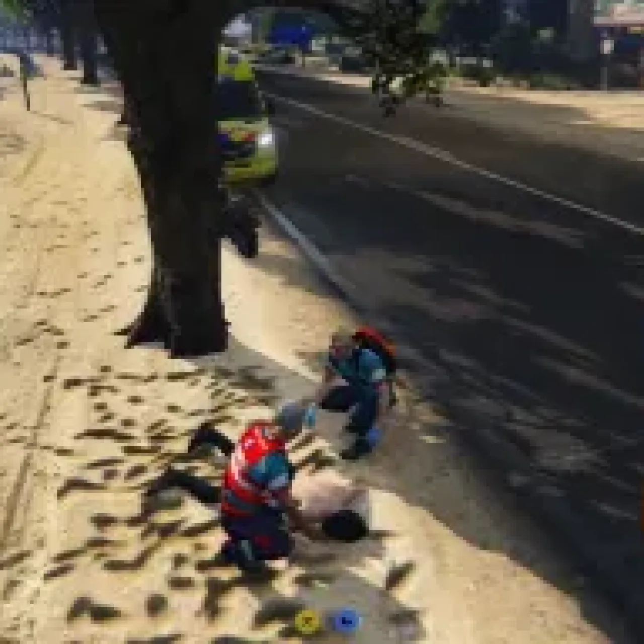 FiveM ESX ambulance job paramedics reviving a player by the roadside