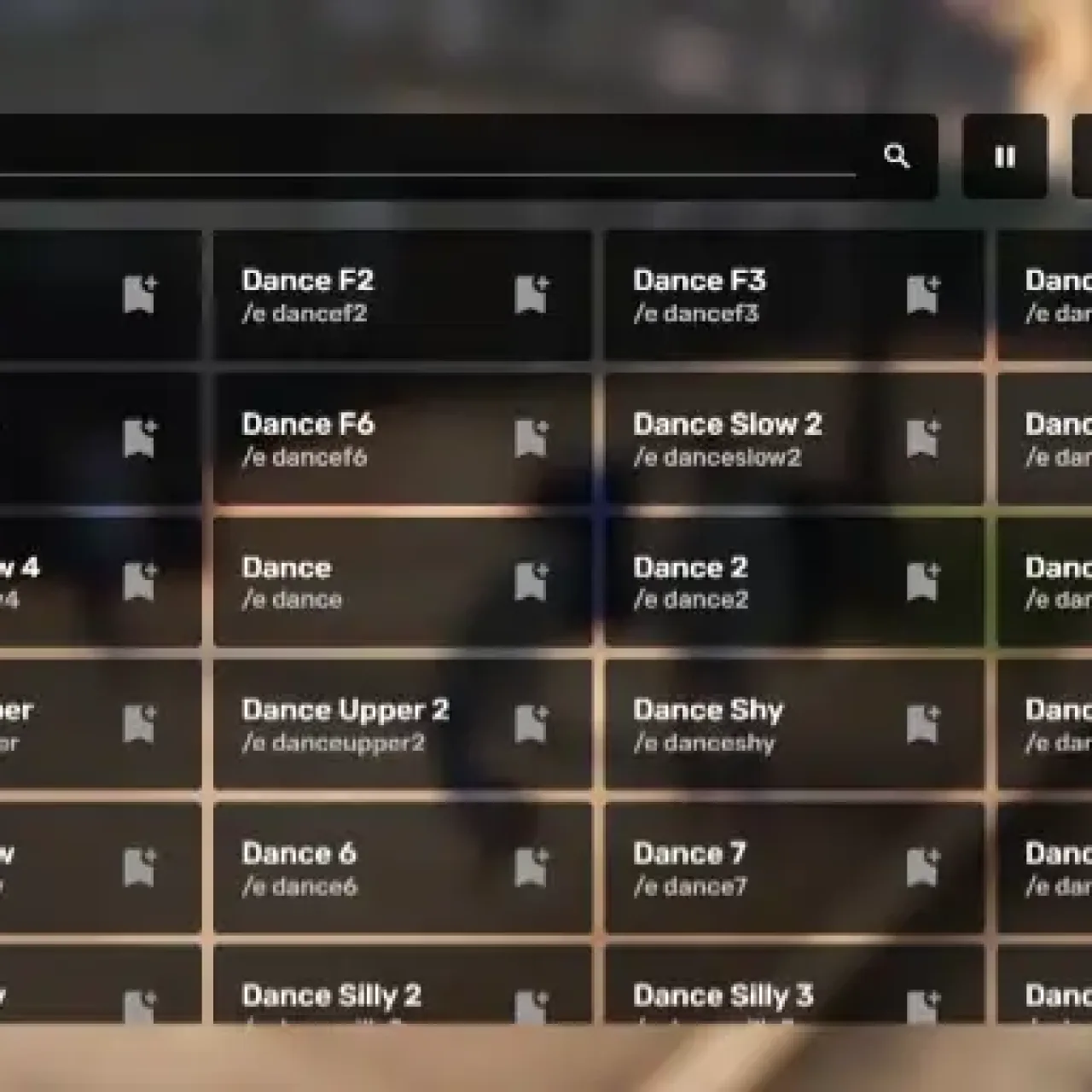 FiveM ESX animation panel with emotes and dance commands