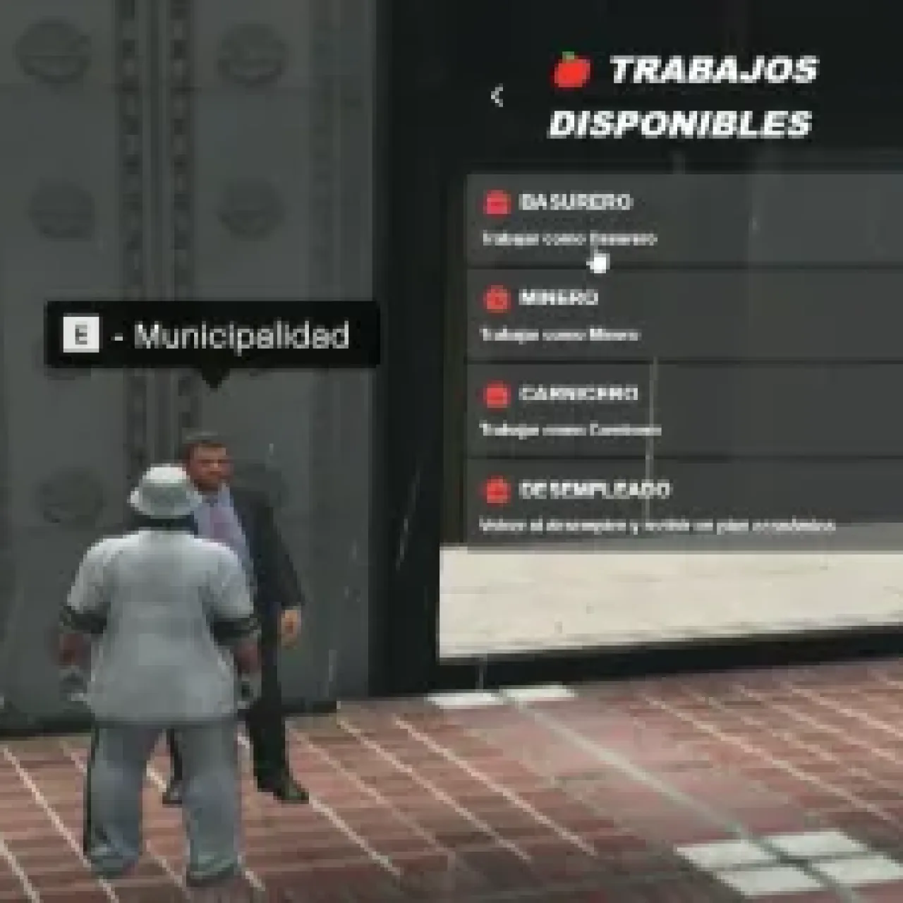 ESX City Hall job selection menu with NPC interaction