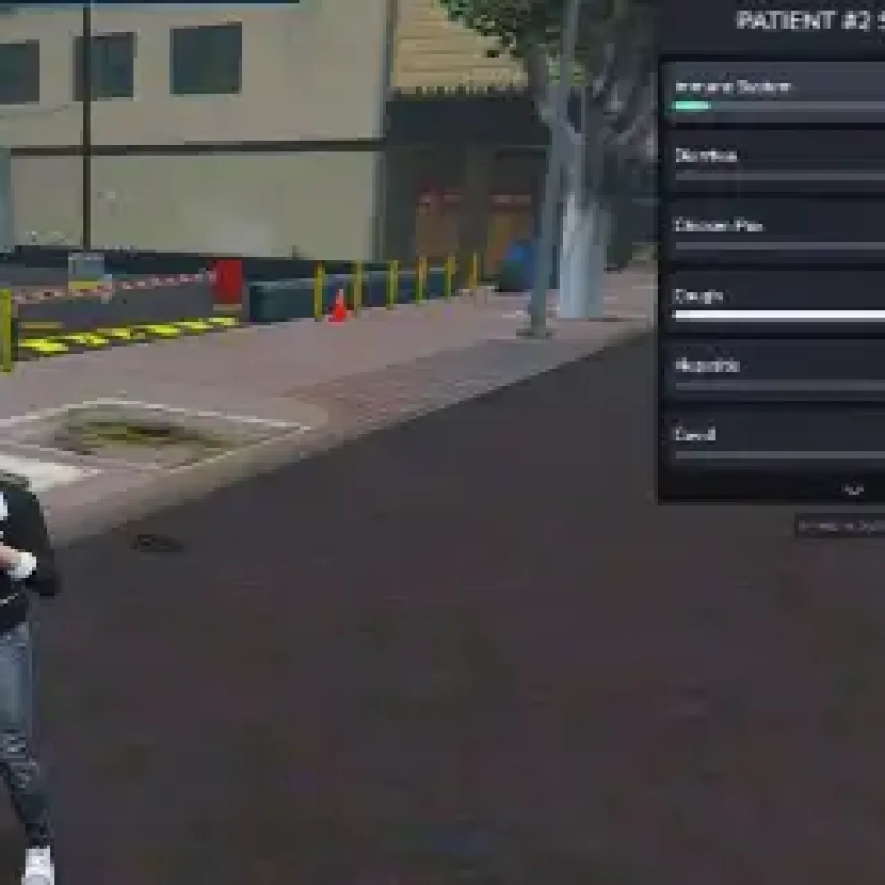 ESX illness script showing player with symptoms and patient status UI in FiveM