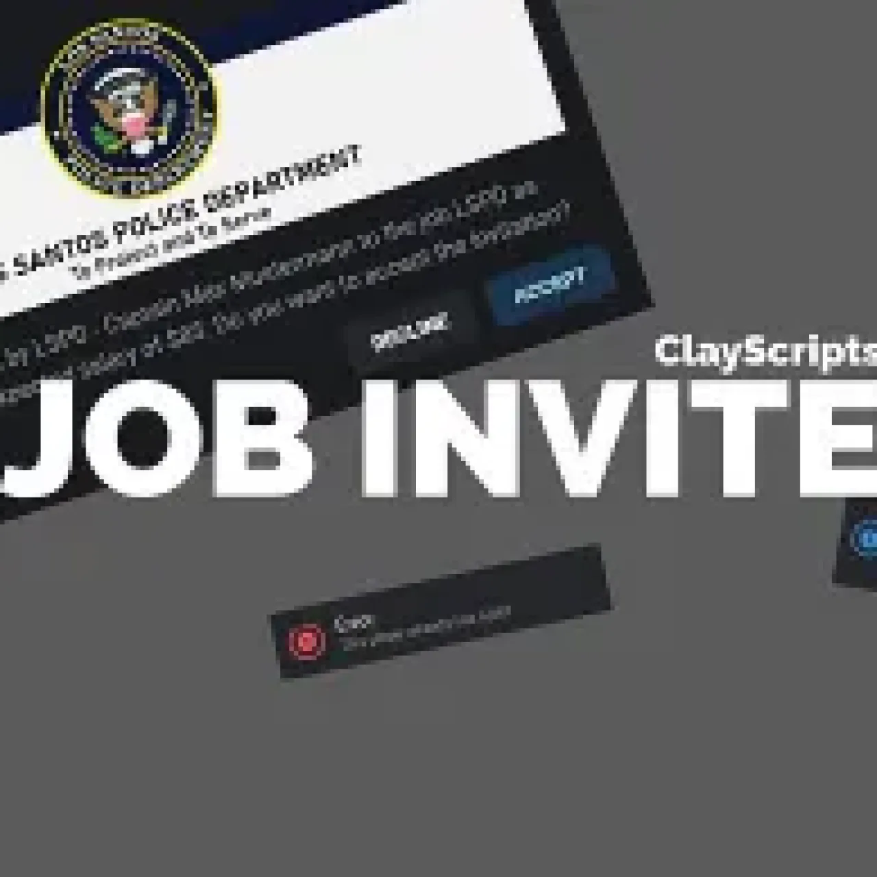 ESX Job Invite Script UI showing job offer notifications and accept/decline options