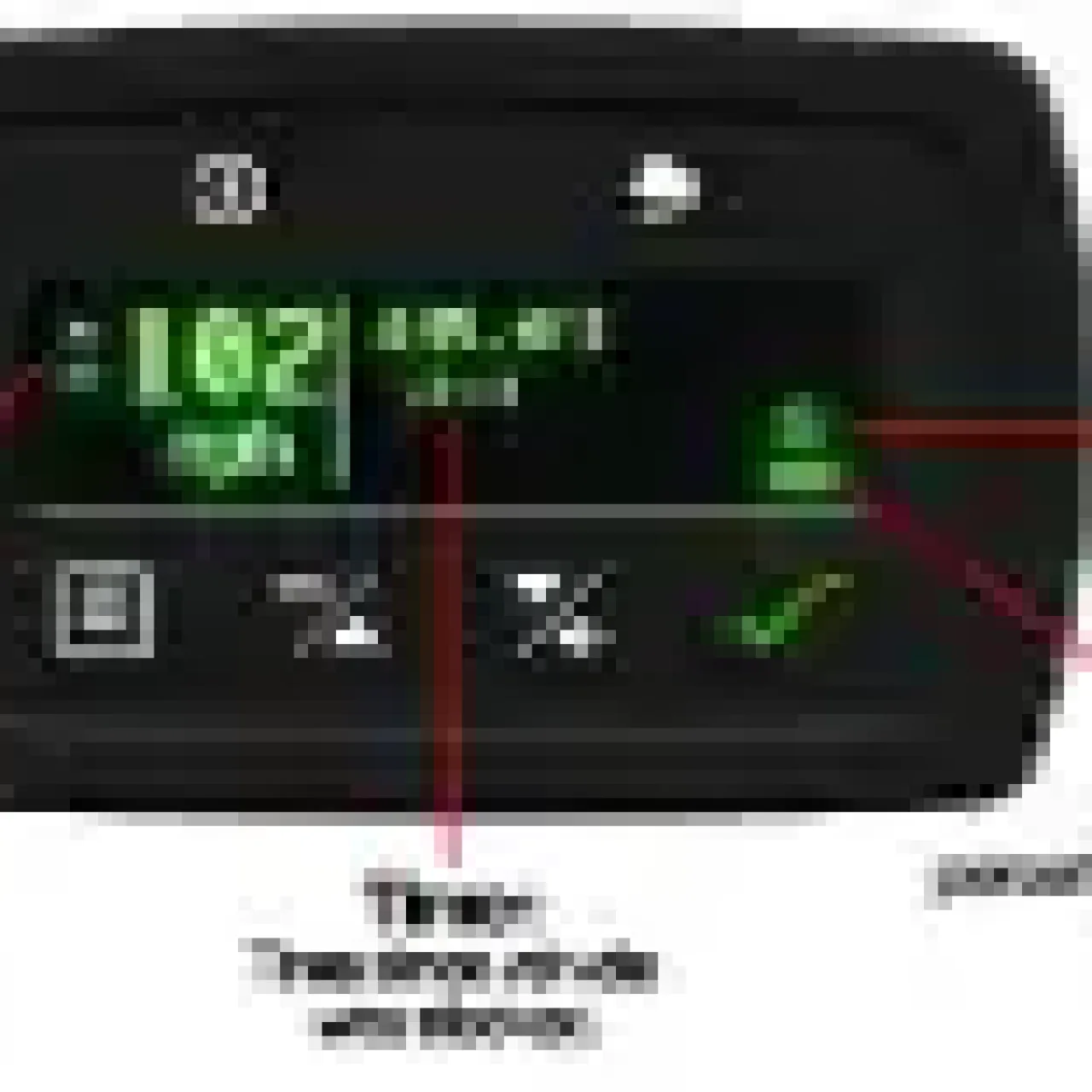 ESX Luxart Pro Laser speed radar interface with speed, direction, battery, and lock indicators.
