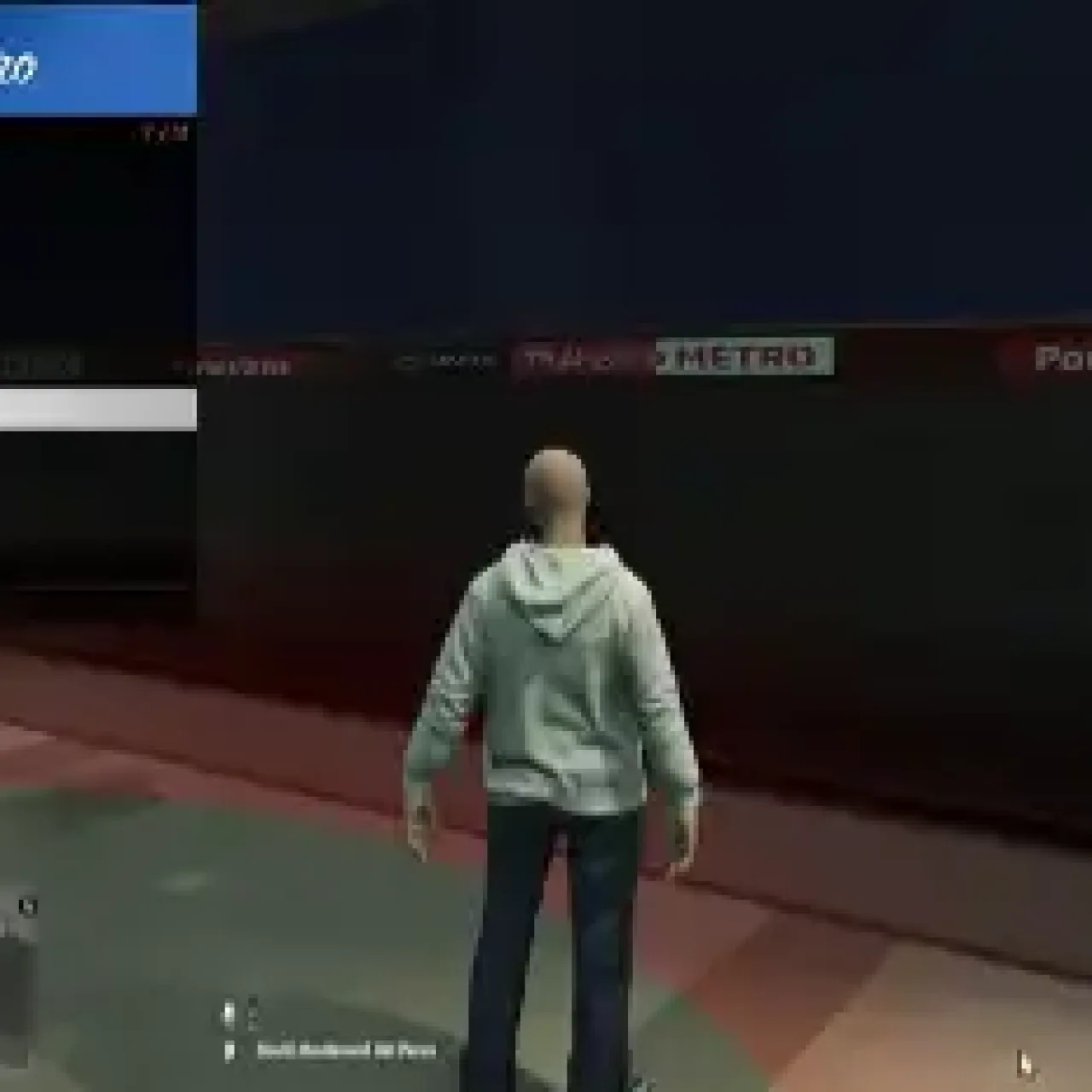 Character using ESX Metro station menu in game.