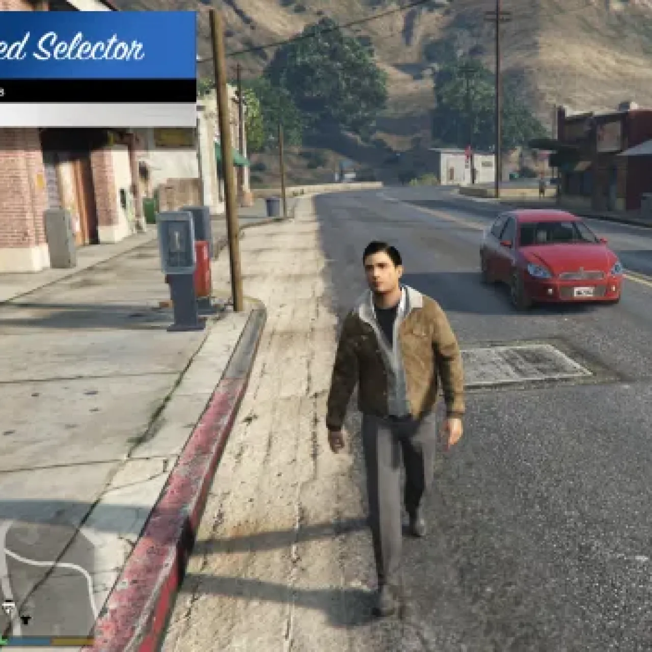 GTA V Ped Selector Mod showcasing Vito Scaletta and Superman character options