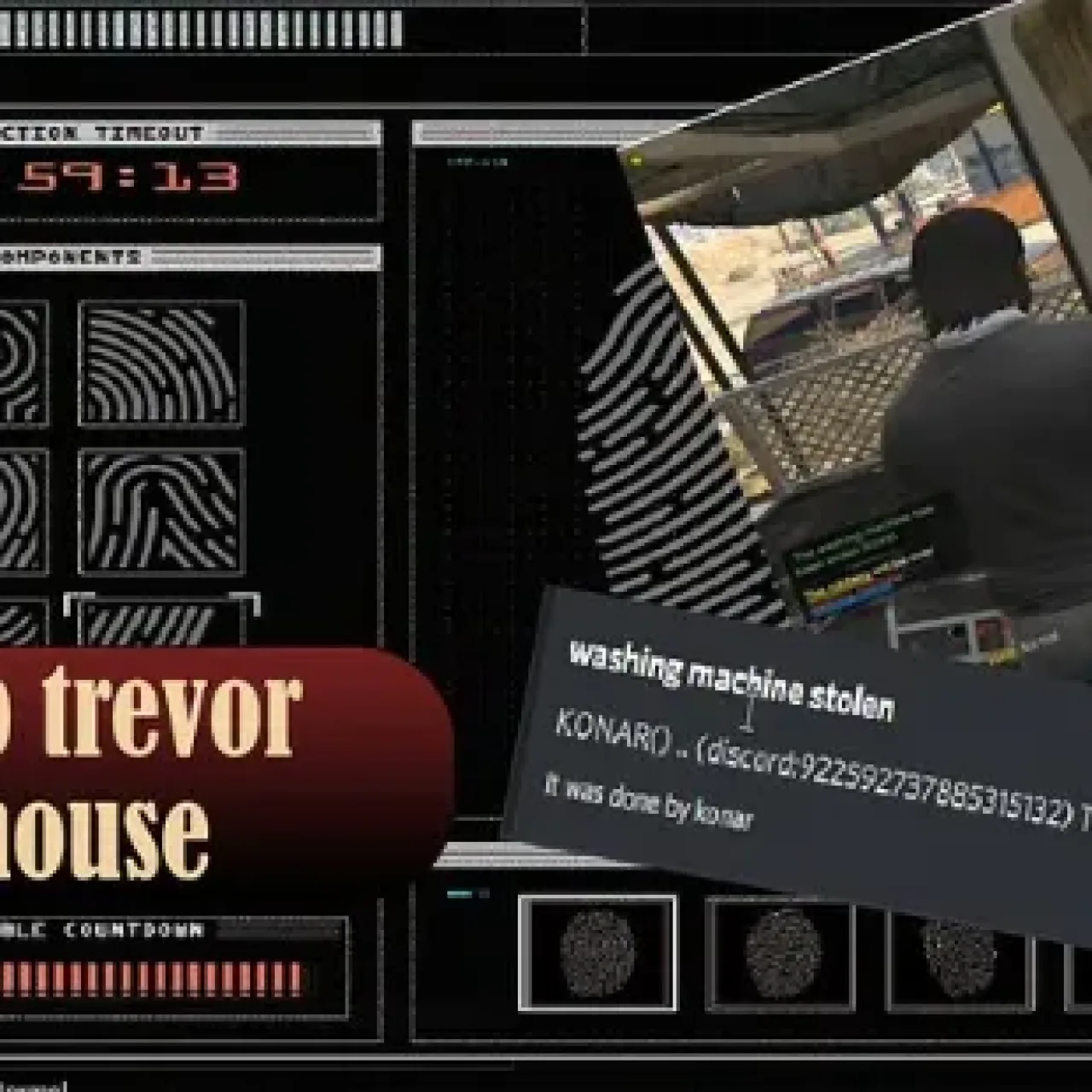 Rob Trevor’s house in FiveM with the ESX Rop Script. Includes alerts, animations, loot zones, and customizable cooldowns.