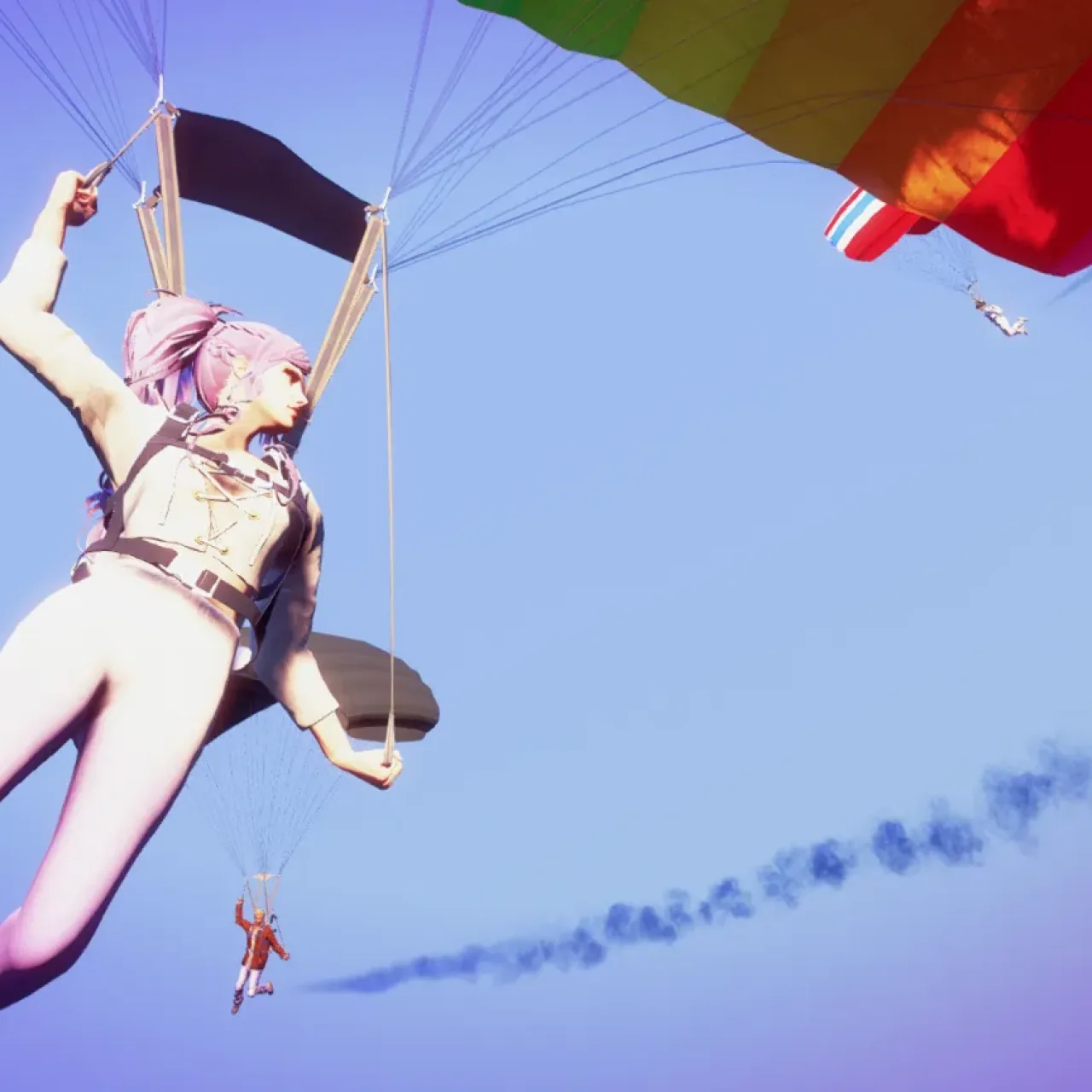 Player skydiving with parachute in ESX FiveM RP skydiving script