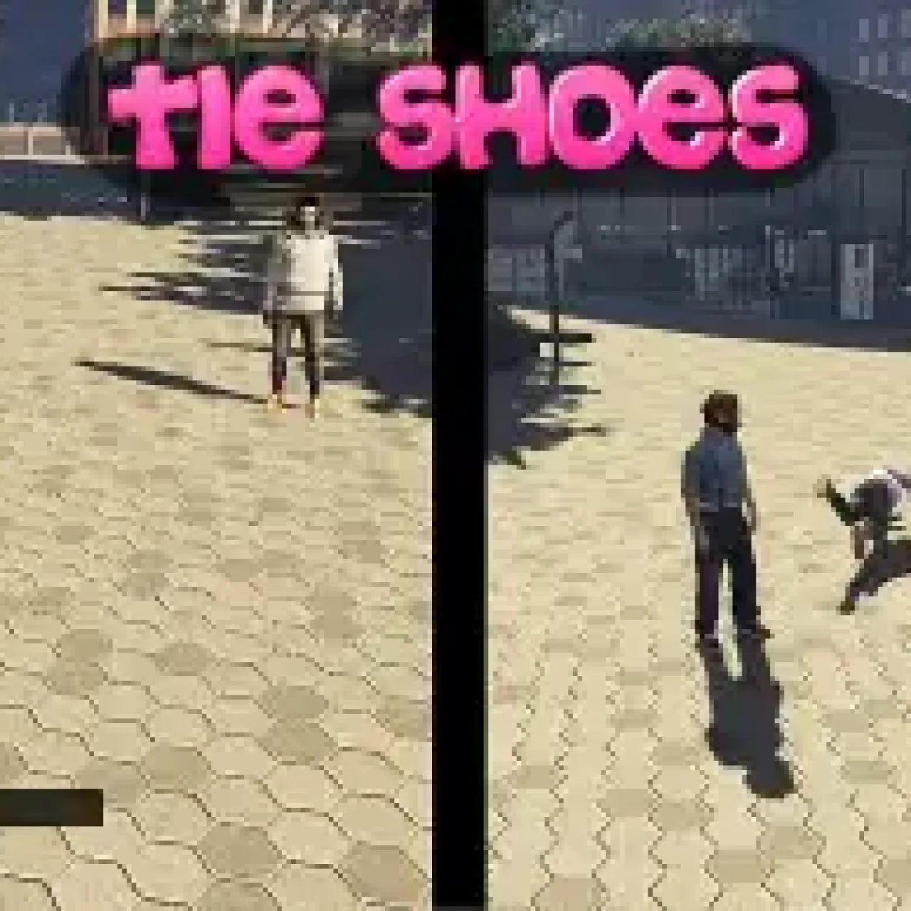 Player using the ESX Tie Shoes Script animation in GTA RP.