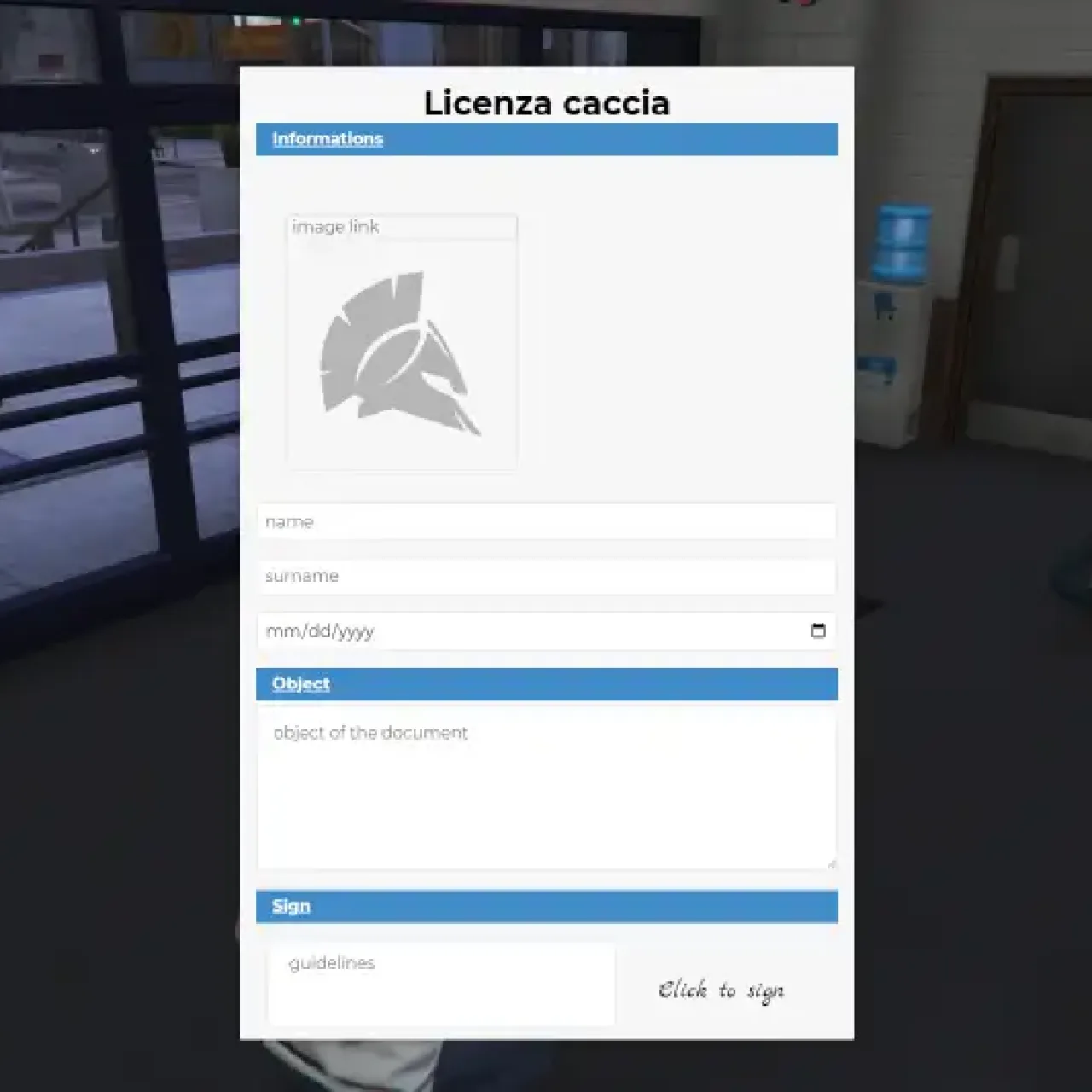 Player filling out a digital license using ESX Documents Script in GTA RP.