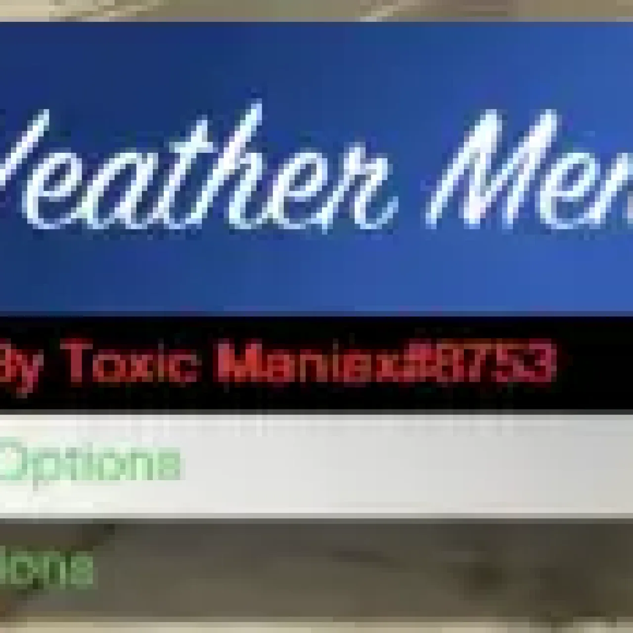 In-game screenshot of the ESX Weather Menu Script showing weather and time control options in a FiveM environment.