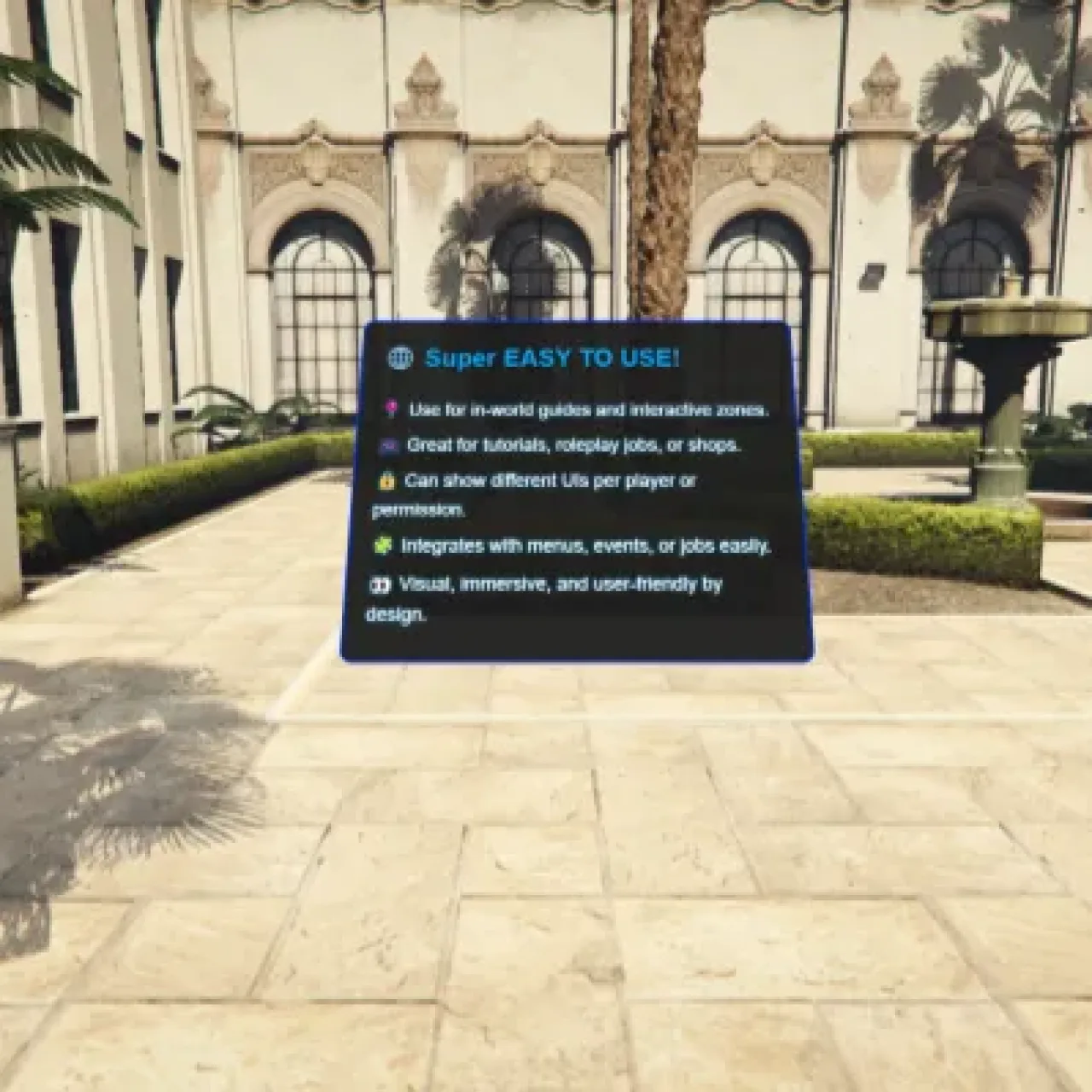 FiveM holographic depth UI system for roleplay interactions and guides