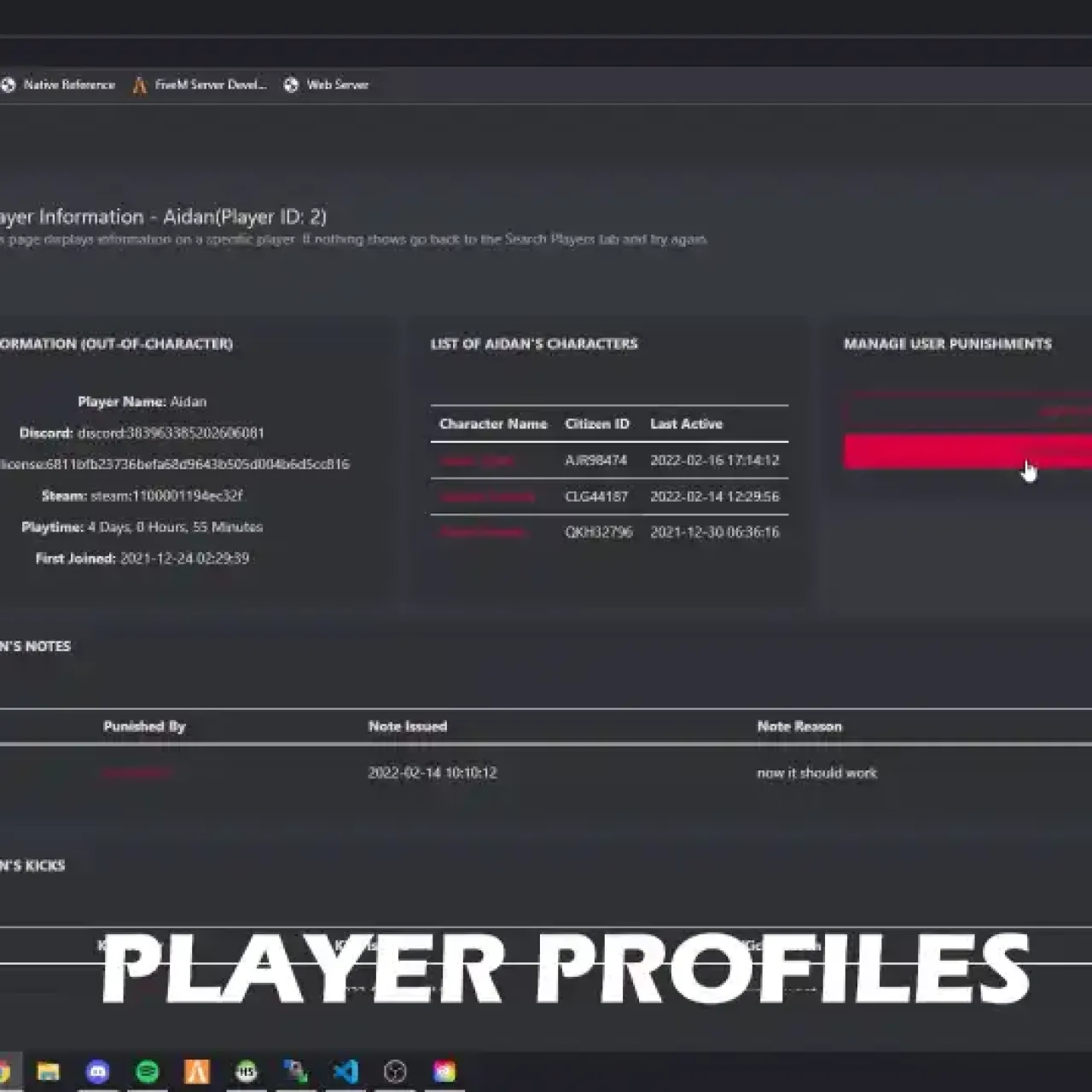 QBCore Admin Panel Script – Manage player profiles, permissions, and in-game information in FiveM.