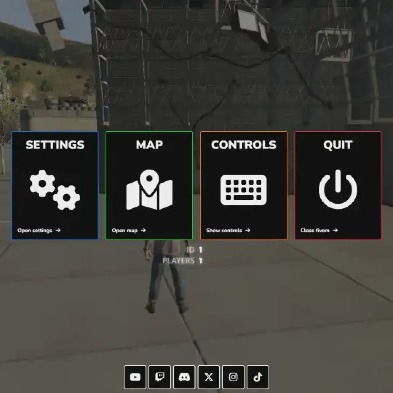 QBCore Custom Pause Menu – A modern FiveM pause menu with settings, map, controls, and quit options for enhanced user experience.