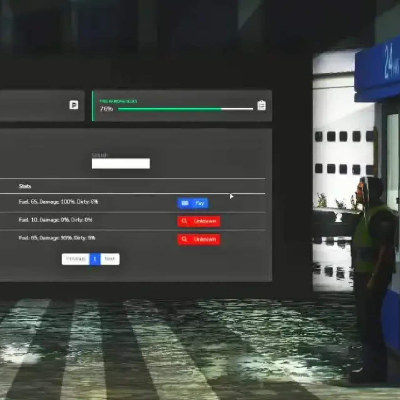 QBCore Garage System UI for vehicle management in FiveM
