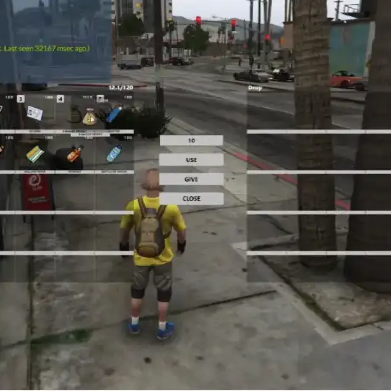 QBCore Money Bag script for FiveM displaying an interactive inventory system for managing in-game currency
