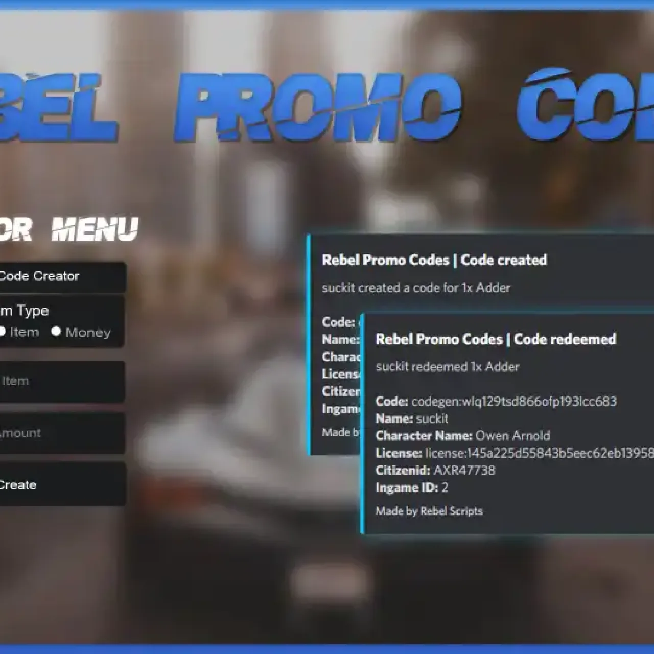 Qbcore Promo Codes Script for FiveM
