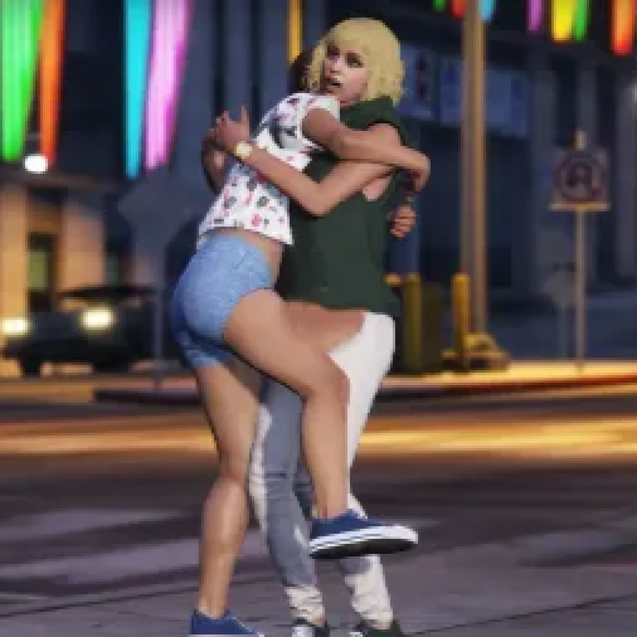A heartwarming moment captured in Qbcore Cutscenes Script, which allows for interactive roleplay scenarios like hugging or other emotive actions in FiveM.