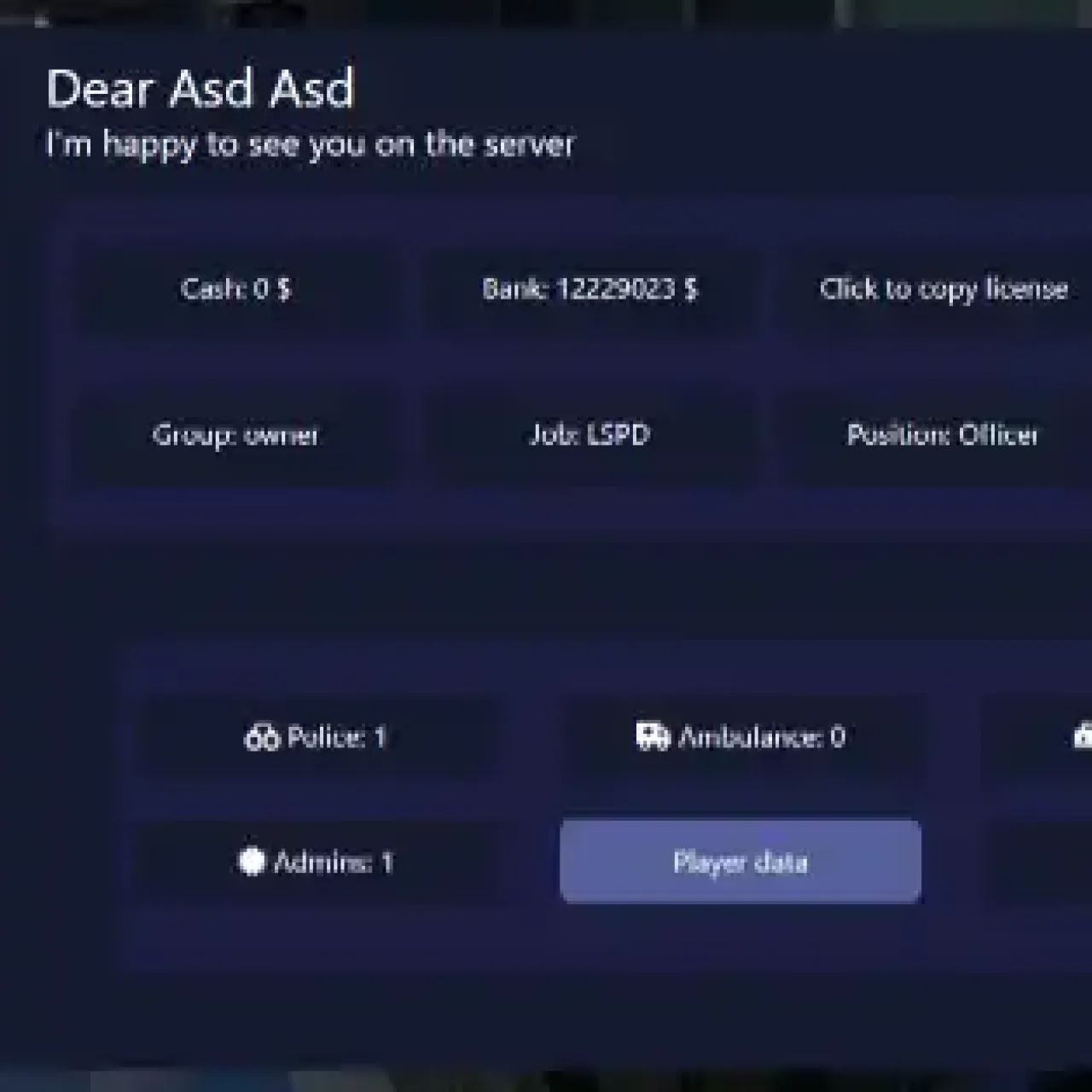 QBCore Dashboard Script – Advanced player and server management system for FiveM RP, featuring admin tools, economy tracking, and job roles