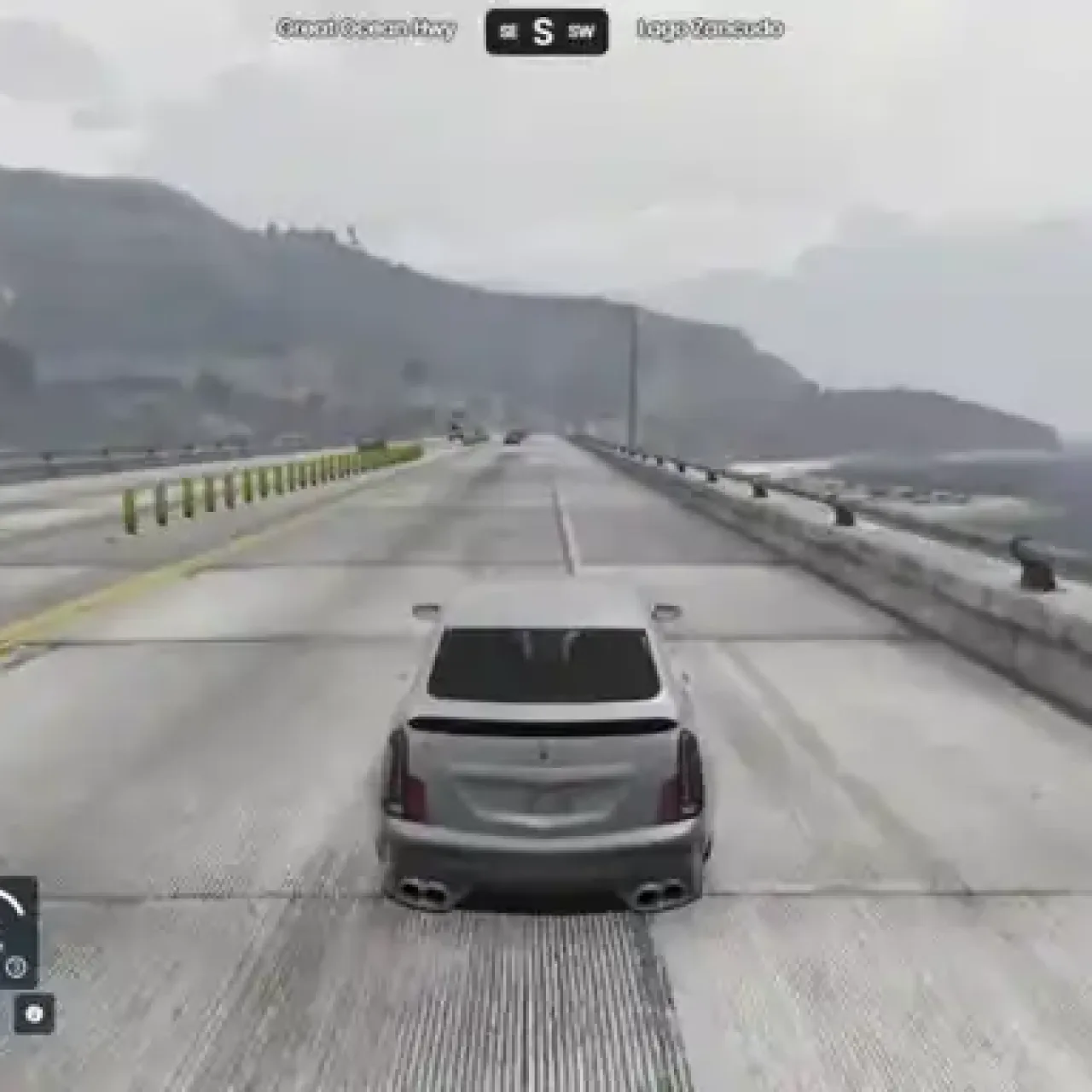 Luxury car driving on Great Ocean Highway in FiveM with QBCore driving scripts.