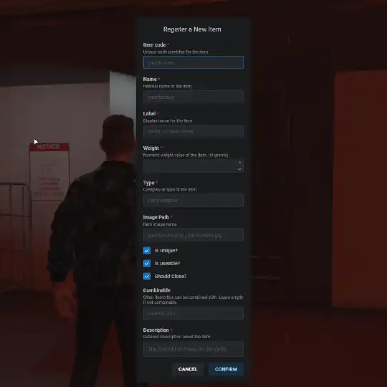 QBCore Item Creator Script – Create and register custom items for immersive FiveM gameplay.