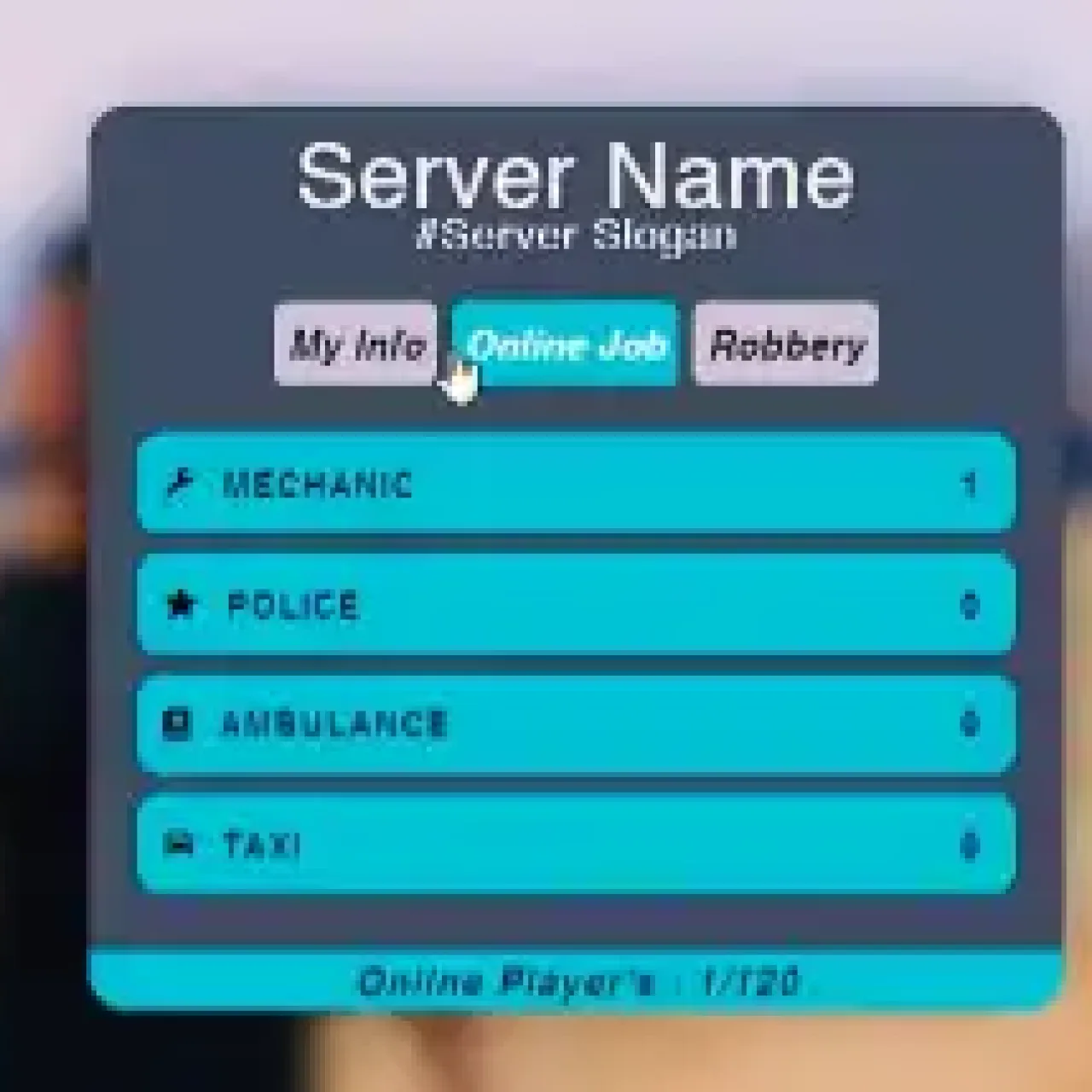 FiveM QBCore Simple Scoreboard showing server roles, job stats, and online players count