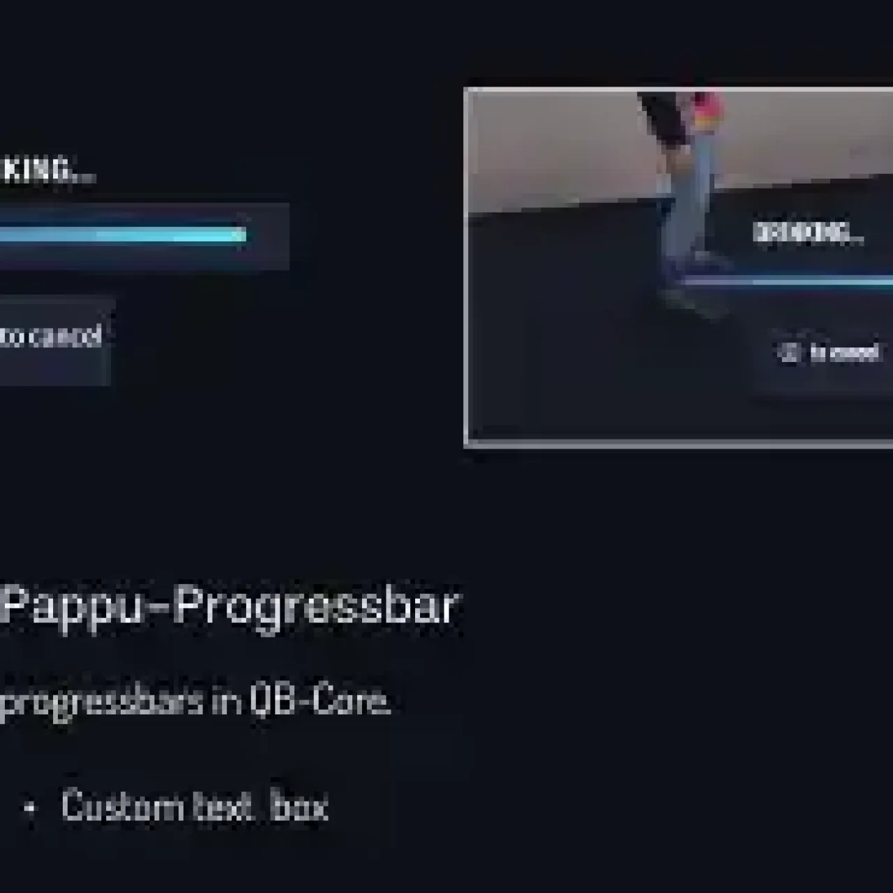 QBCore Progress Bar script for FiveM - Customizable loading UI